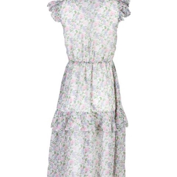 NWT Senlis Floral Fruit Elaine Ruffle V-Neck, M - Picture 5 of 16